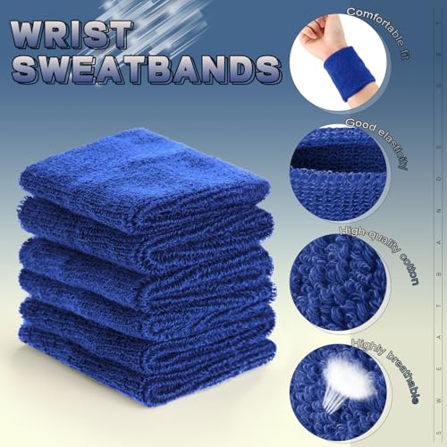 Image of 60 Pcs Wristband Bulk Sweatbands Neon 80s Sports Tennis Wristband Thick Cotton Gymnastics Adult Sweat Band Absorbent Sweatband for Men Women Party Supply Basketball Football 30 Pair