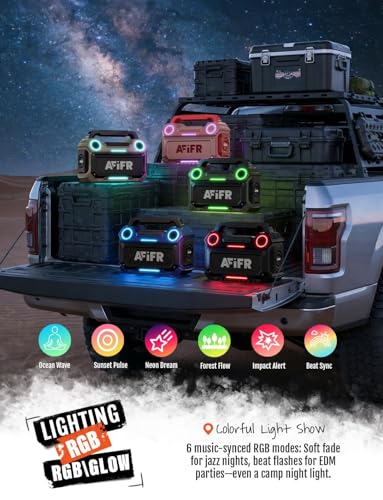 Image of Outdoor Bluetooth Speaker 160W: IP67 Waterproof, 24H, TWS | Rugged portable speaker with deep bass, LED lights, TWS pairing for parties, beach, travel, camping, garage