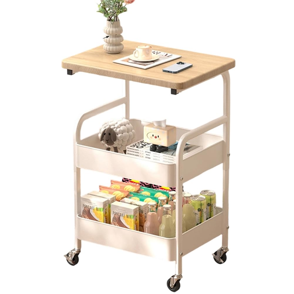 Hndhbfgrt 3 Tier Storage Trolley Mobile Shelving Organizer Kitchen Bathroom Cart Narrow Spice Rack B