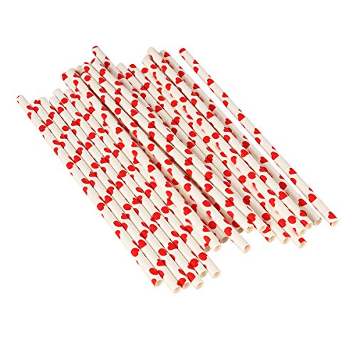 Ounona retro cuore rosso cannucce di carta per