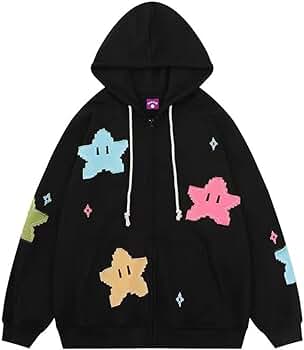 Amazon.com: Tooe Women's Preppy Star Zip Up Hoodies Y2K