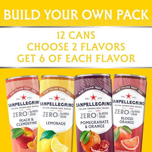 Image of Sanpellegrino Zero Grams Added Sugar Italian Sparkling Drinks, Sparkling Fruit Beverage, Made with Natural Flavors, Build Your Own Variety Pack, 12-Pack