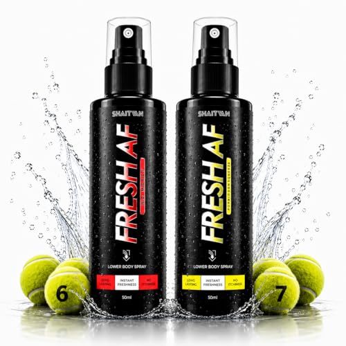 Image of Fresh AF Intimate Spray for Men 50ml Each Bottle (1500 Sprays) | Gym + Travel Combo| Anti Odour Intimate Hygiene Body Spray for Balls & Groin | Pre /Post Gym, Travel & Workout for Clean & Fresh Balls | Forbidden Squeeze & No Mercy