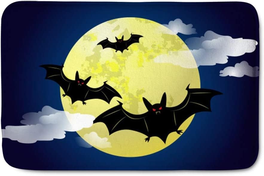 Tapete para puerta de baño de murciélago de Halloween tapete grande duradero antideslizante súper suave tapete de franela para cocina y sala de