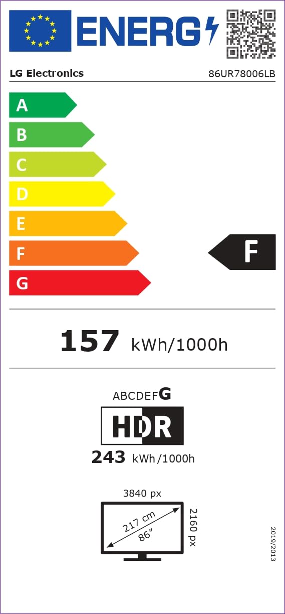 LG webOS UHD UR78 TV 86 pollici, Smart TV 4K, Ultra HD, Processore α5 Gen6, HDR10 Pro, Filmmaker Mode, Game Optimizer, Wi-Fi, webOS 23, Alexa, Sports Alert, 3 HDMI, 2 USB, 86UR78006LB