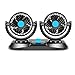 XISEDO Doppellüfter 12 Volt Ventilator,Auto Kfz Lüfter mit 2 Geschwindigkeiten und 360-Grad-Drehung Doppellüfter Einstellbare Ventilatoren (12V Blau)