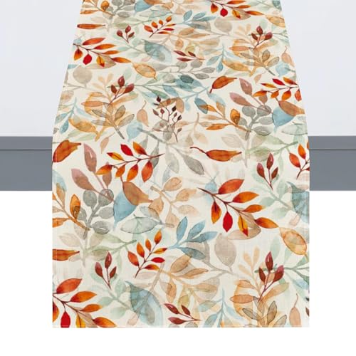 Tischläufer Herbst Deko,33 x 183cm Herbstdeko Blätter Tischdeko Herbst-Tischläufer Saisonnal Küche Tisch Dekoration für Drinnen Draußen Thanksgiving Erntedankfest Bauernhaus Herbst Dekoration