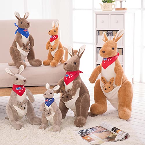Creativo Madre e Figlio Canguro Peluche Giocattolo Carino Canguro Cuscino Peluche Bambole Animali Di Peluche Del Bambino Placare Giocattolo per Bambini Regalo 65 cm Grigio Scuro-B