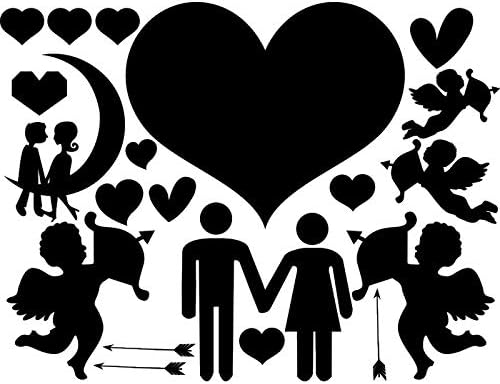 Amazon ウォールステッカー チョークボード Lサイズ 詰め合わせ カップル 記念日 結婚式 ２次会 サプライズ ハート キューピット 飾り付け デコレーション かわいい 大きい 手書き お絵かき 教育 ウォールステッカー オンライン通販