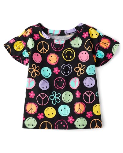 Image of The Children's Place Girls' Short Sleeve Ruffle Print Top