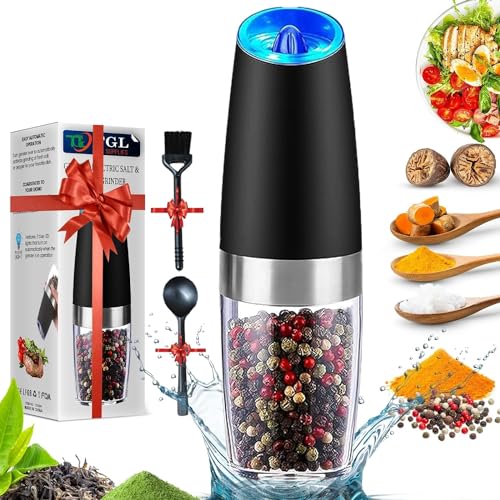TGL Supplies Housewarming Gift Electric Pepper Grinder Mill - Battery Operated Light Salt and Pepper Grinder, One Hand Automatic Adjustable Coarseness Electric Salt and Pepper Shakers