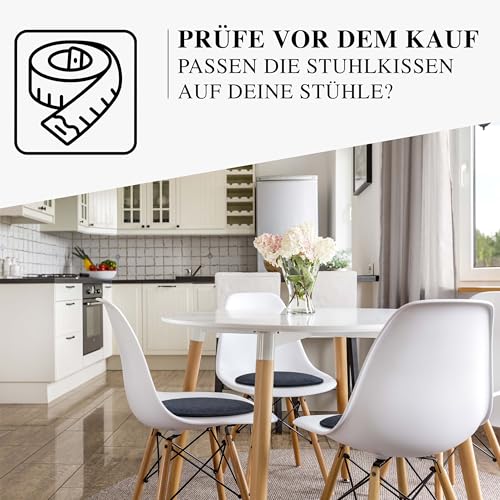 Ampara - 4er Set Stuhlkissen rund 33 cm - rutschfest & Gemütlich - Sitzkissen Filz rund | für Stuhl, Bank, Hocker etc. (dunkelgrau)