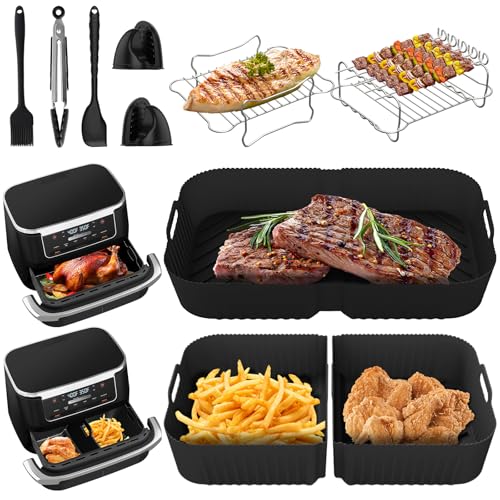 Airfryer Zubehör für Ninja Foodi Flexdrawer AF500EU 10.4 L, 1×10.4L and 2×5.2L Silikonform für Ninja heißluftfritteuse af500de Zubehör, Weiteres Zubehör im Lieferumfang Enthalten