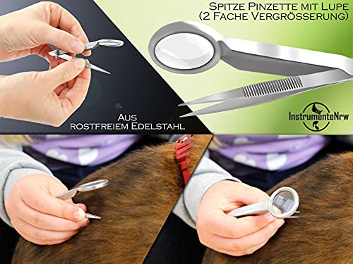 Pinzette mit Lupe Spitz aus Edelstahl - Image 3