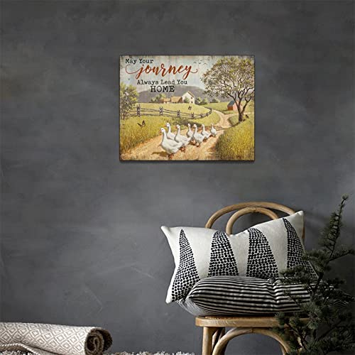 Farmhouse Country Wall Art Country Duck Barn Scenery Pictures Wall Decor Farmhouse Rustic Landscape Canvas Prints Painting Framed Artwork For Kitchen Bathroom Bedroom Living Room 16"X12" #TOP1