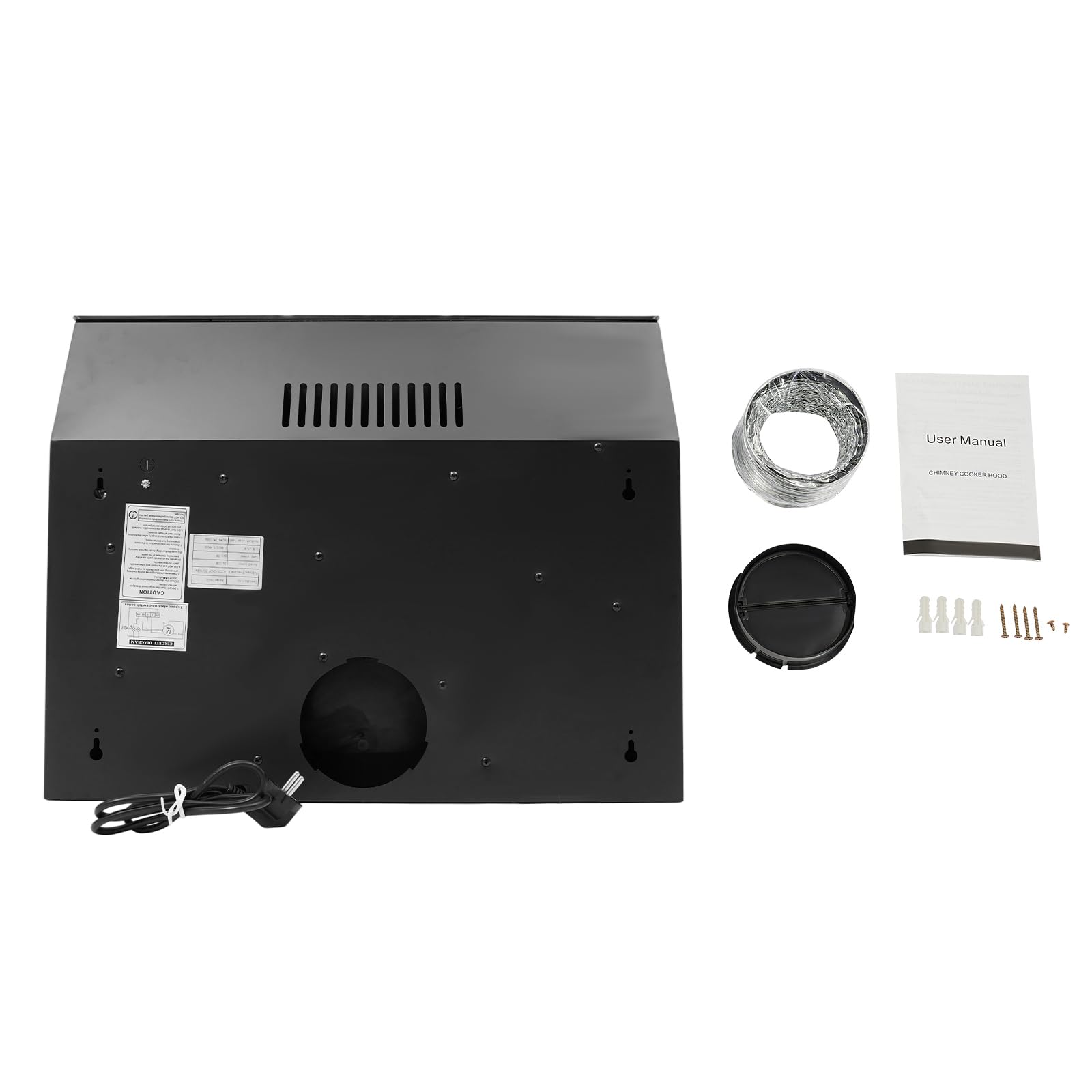 Dunstabzugshaube 60cm Unterbau Umluft Abluft 595-1215m³/h 3-Leistungsstufen Doppelmotor 2-LED-Beleuchtung Touchscreen Bewegungsmelder