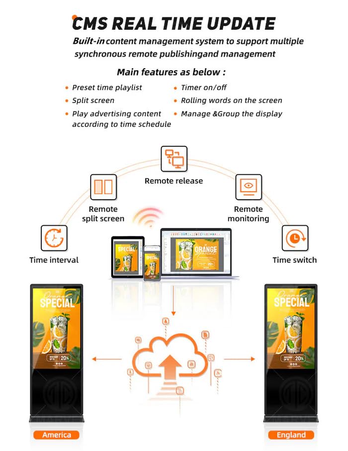 Image of 55 inch Double-Sided Indoor Movable LCD Digital Signage Display | Android RK3568 2GB+32GB | Non-Touch | CMS Preinstalled