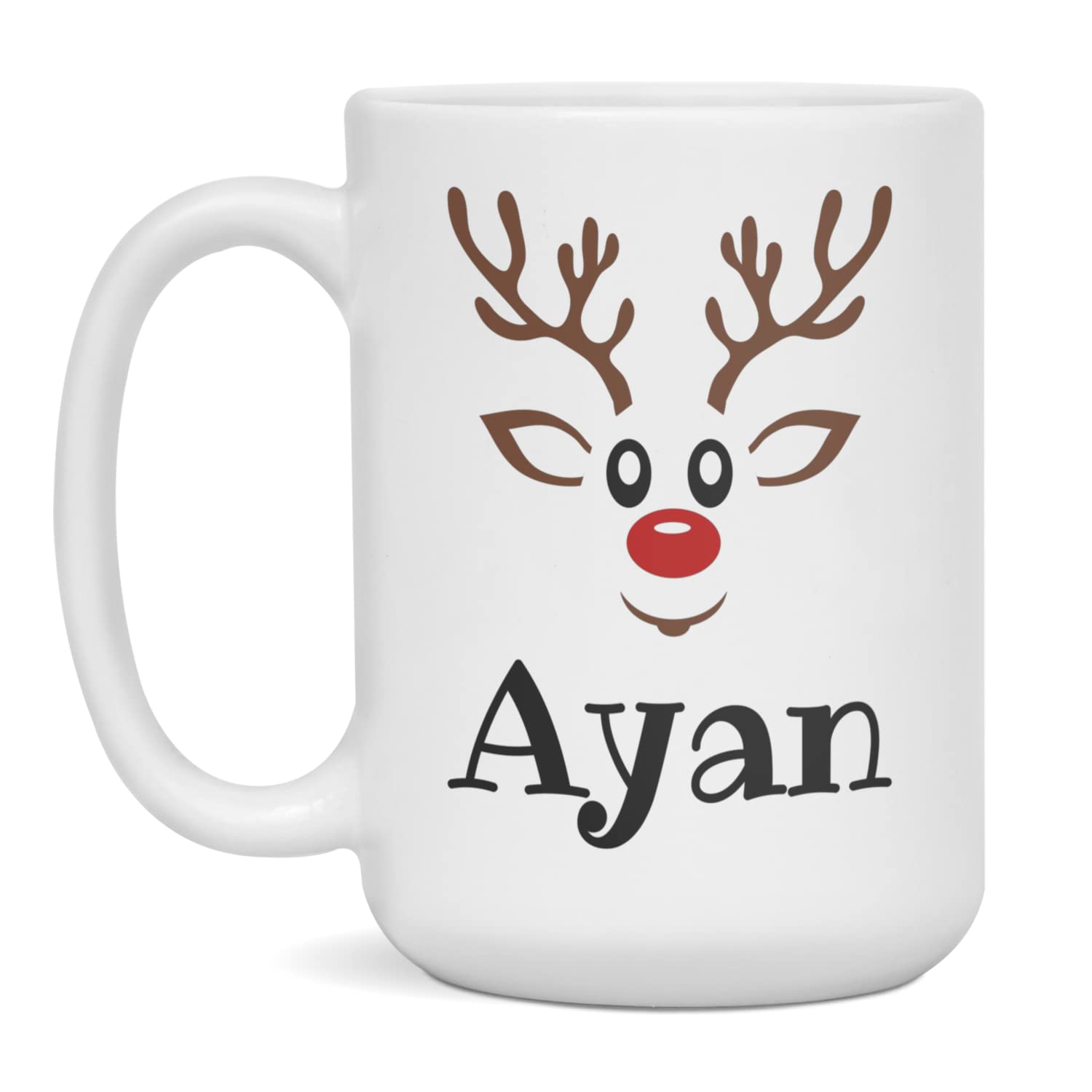 Reindeer Christmas Coffee of Hot Cocoa Mug for Ayan, 15-Ounce White