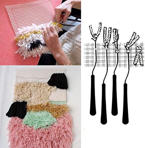 Wsnd Free Pattern Rug Hooking Mesh Canvas Wooden Bent Latch Hook DIY Kit Tool for Tapestry Carpet Rug Making Embroidery Crafts - Sewing Tools & Accessory -