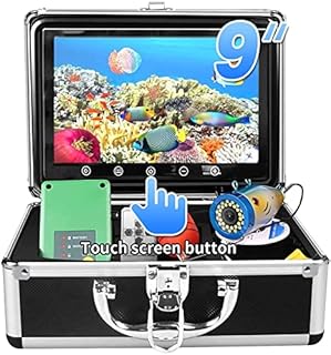 Portable Underwater Fishing Camera, 30 Adjustable IR and White LED Lights with 50-feet of Cable 9 inch HD Color Monitor Fish Finder Good for Ice Fishing, Lake, Sea, Open Water, Boat (15M)