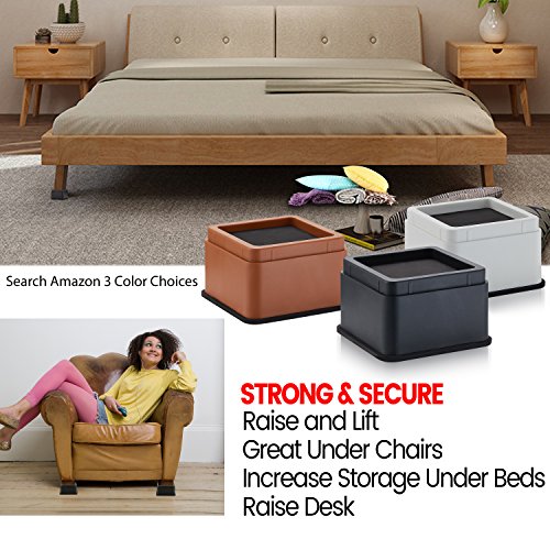 Iprimio Bed Risers - Square, 2 Inch Lift, Heavy Duty, 8 Pack, Up To 10000Lbs - Bed Raising Blocks, Furniture Risers - Safe, Sturdy Bed Lifts For College Dorm Rooms, Couches, Tables, Desk Riser #TOP1