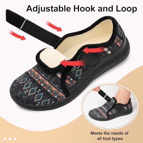 Spesoul Mens Wide Slippers Rubber Sole House Slippers Adjustable Diabetic Shoes Swollen Edema House Shoes for Indoor Outdoor Walking3