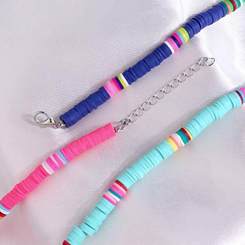 7-8 Pcs Boho Beads Multilayered Anklets Colorful Heishi Surfer Anklet Bracelets Handmade Bohemian Stackable Bead Anklets Stretch Multilayered Rainbow Foot Anklet Set Summer Beach Jewelry4