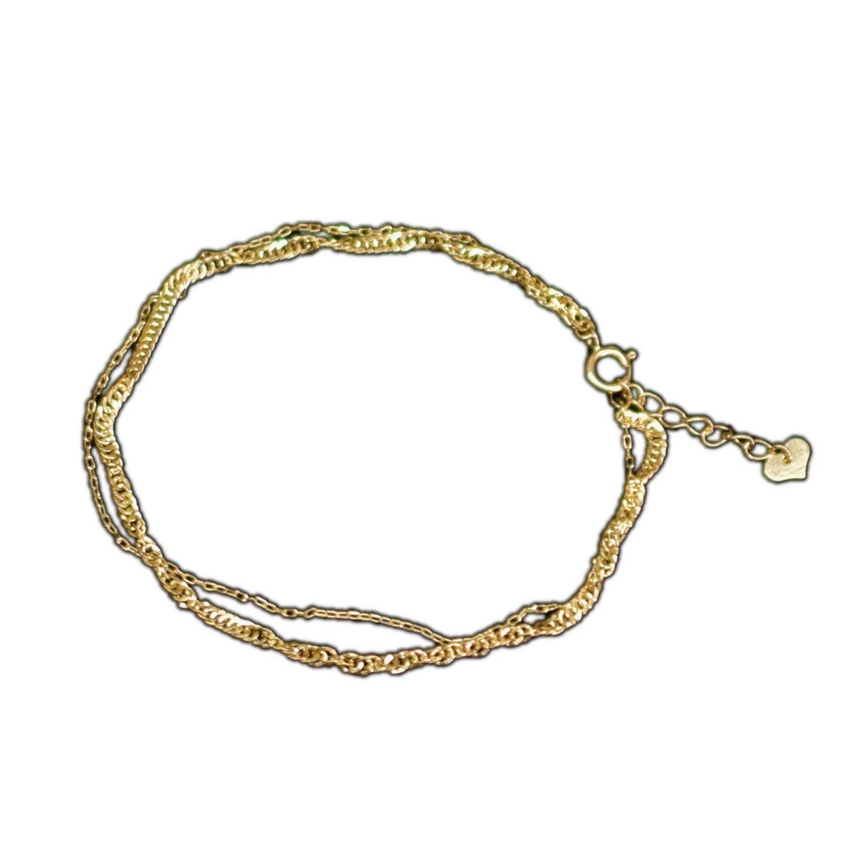 Amazon | K18 18金 中空スクリューアズキ2連 ブレスレット 16cm+2cm