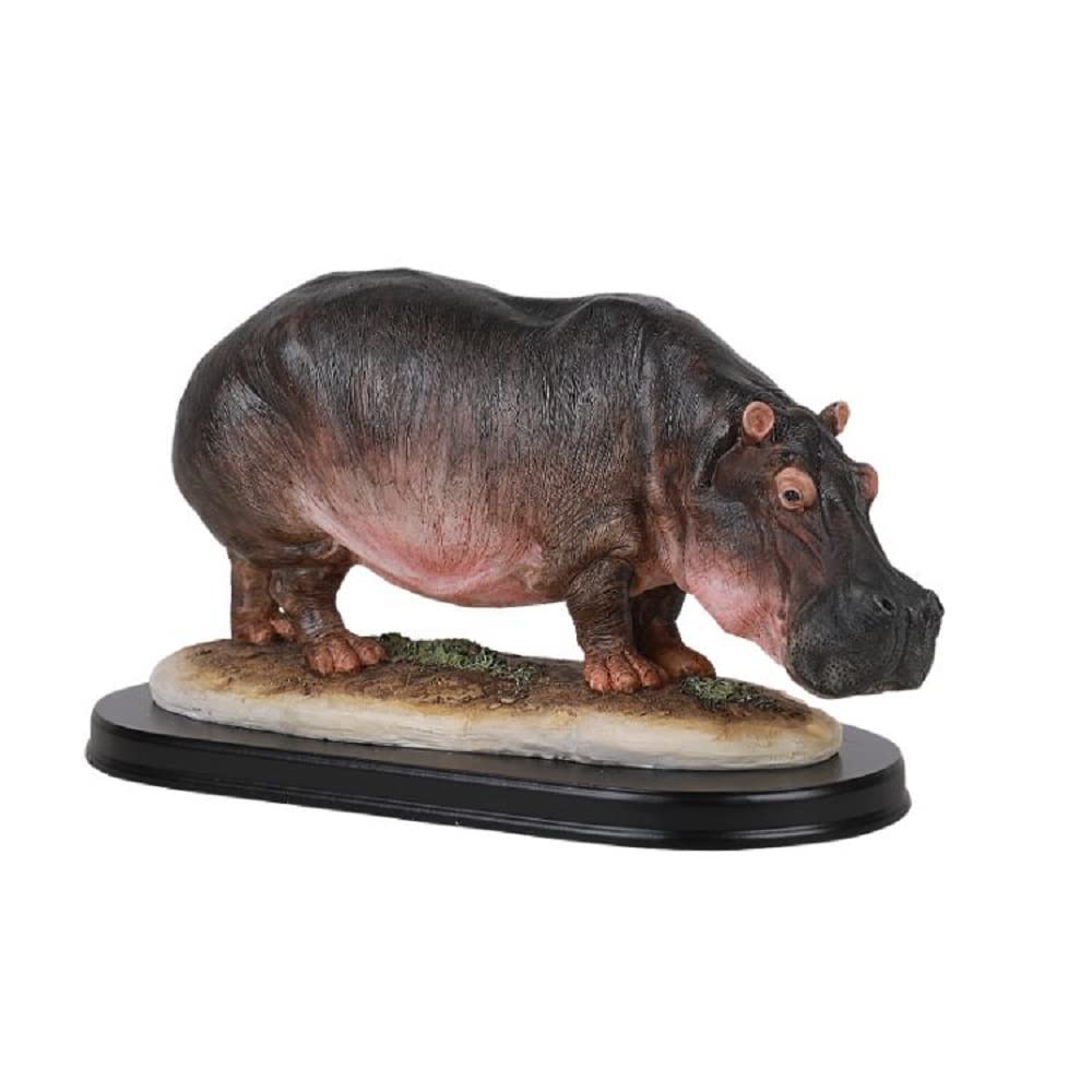 Pacific Giftware Realistic African Hippopotamus Hippo Resin Figurine Statue with Base Museum Decor