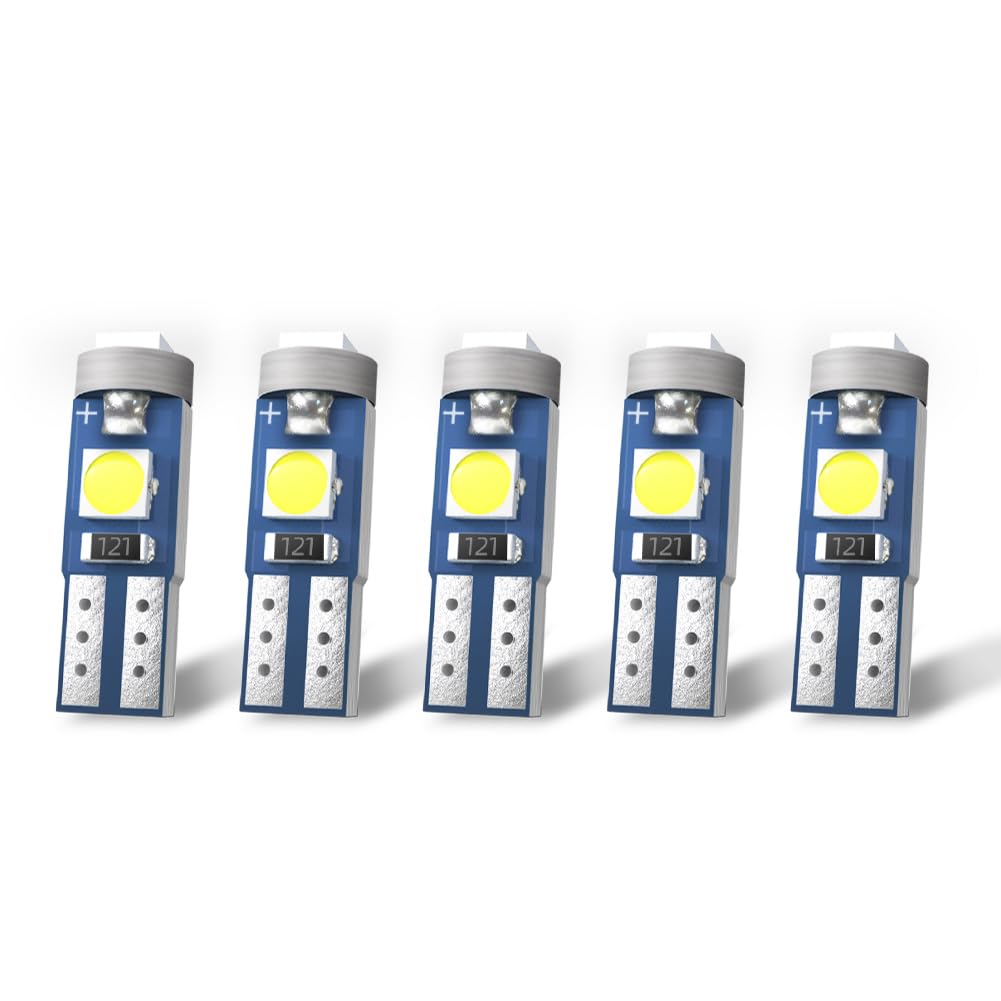Nanpoku T5 LED ホワイト メーター球 ウェッジ球 高輝度 拡散 ムラなく 12v 車用 バイク用 ５個入