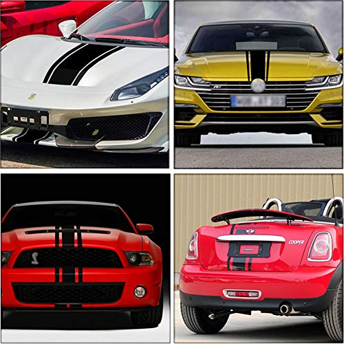 Leasinder 49"X 8.7" Car Hood Stripe Sticker Auto Racing Stripes Body Side Decal Hood Stripe Decal Vinyl Stripe Sticker Decoration For Car Vehicles (A Black) #TOP3