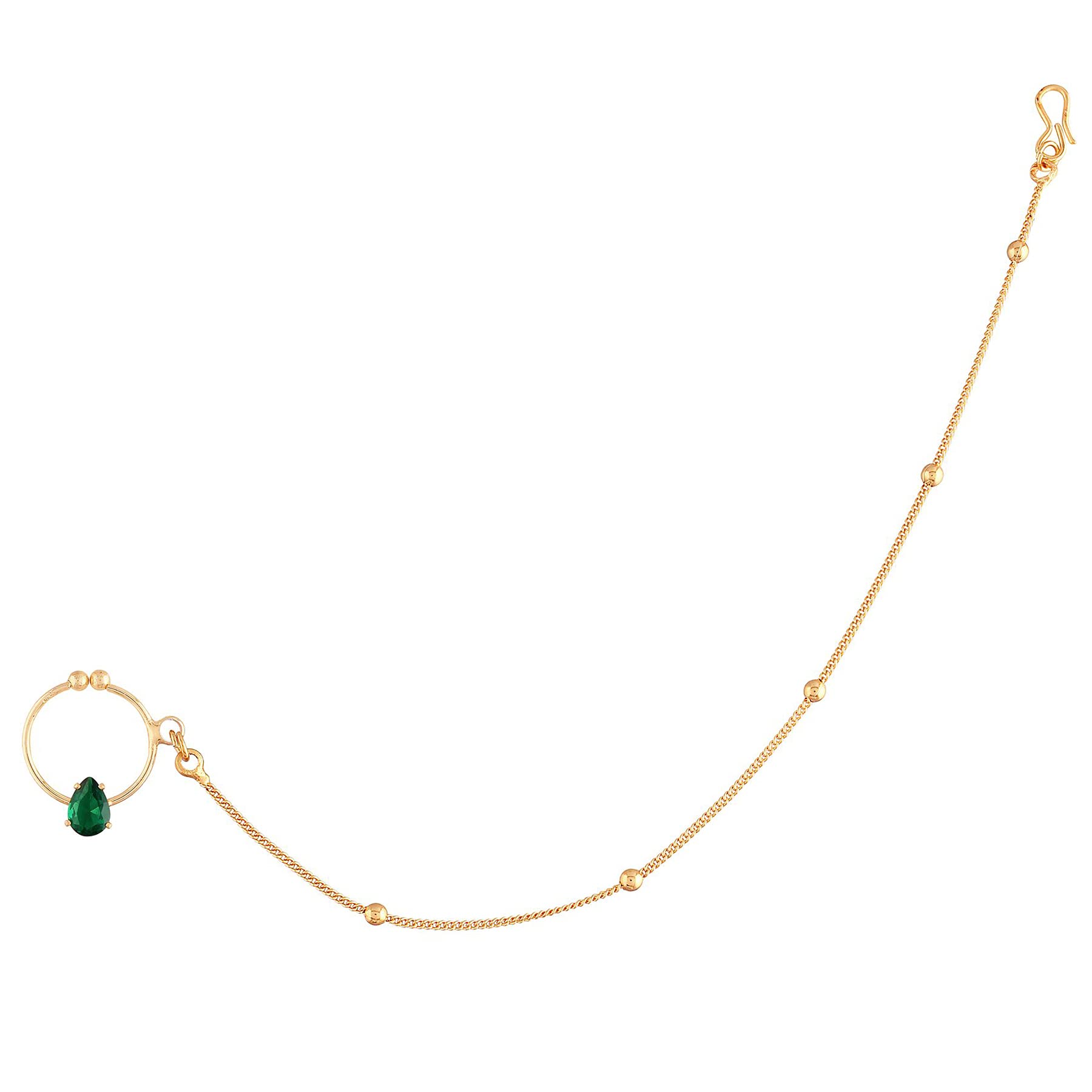 AheliTraditional Nose Ring Nath without Piercing with Pearl Beaded Chain Gift for Women