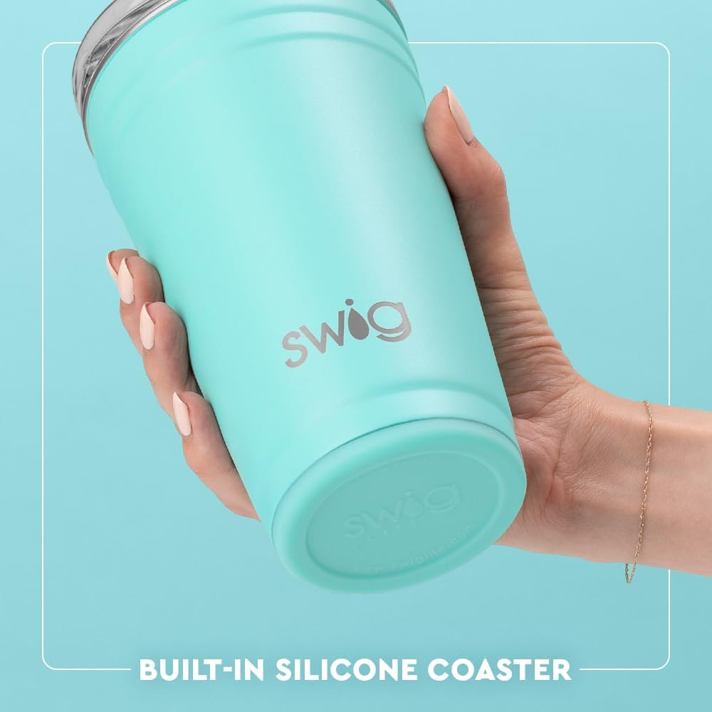 Swig Life 24oz Party Cup, Stackable Insulated Travel Coffee Tumbler with EZ Slider Lid, Cup Holder Friendly, Stainless Steel 24 oz Tumbler, Reusable Coffee Mug (Shimmer Buttercup) - Image 4