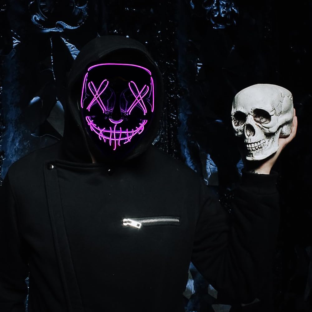 Halloween Masks, Horror Smiles LED Mask, Anonymous Neon Mask - Image 4
