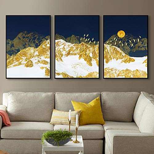 Toile peinture mur art paysage dorée moderne impressions affiches salon premium