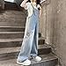 Girls Baggy Denim Overalls Distressed Sleeveless Wide Leg Adjustable Cargo Jeans Bib Overall Teens Fashion School Jumpsuit