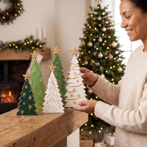 6 Pcs Wooden Christmas Ornaments Xmas Trees Shaped Wooden Signs - image 6
