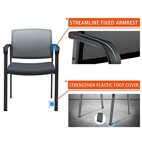 Clatina Mesh Back Stacking Arm Chairs With Upholstered Fabric Seat And Ergonomic Lumber Support For Office School Church Guest Reception Grey #TOP3