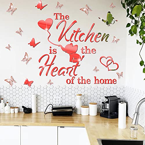 Adhesivo de pared para espejo de cocina 3D, DSVENROLY autoadhesivo elefante y 12 piezas de mariposas combinación de acrílico espejo decoración de pared pegatinas para el hogar Cover