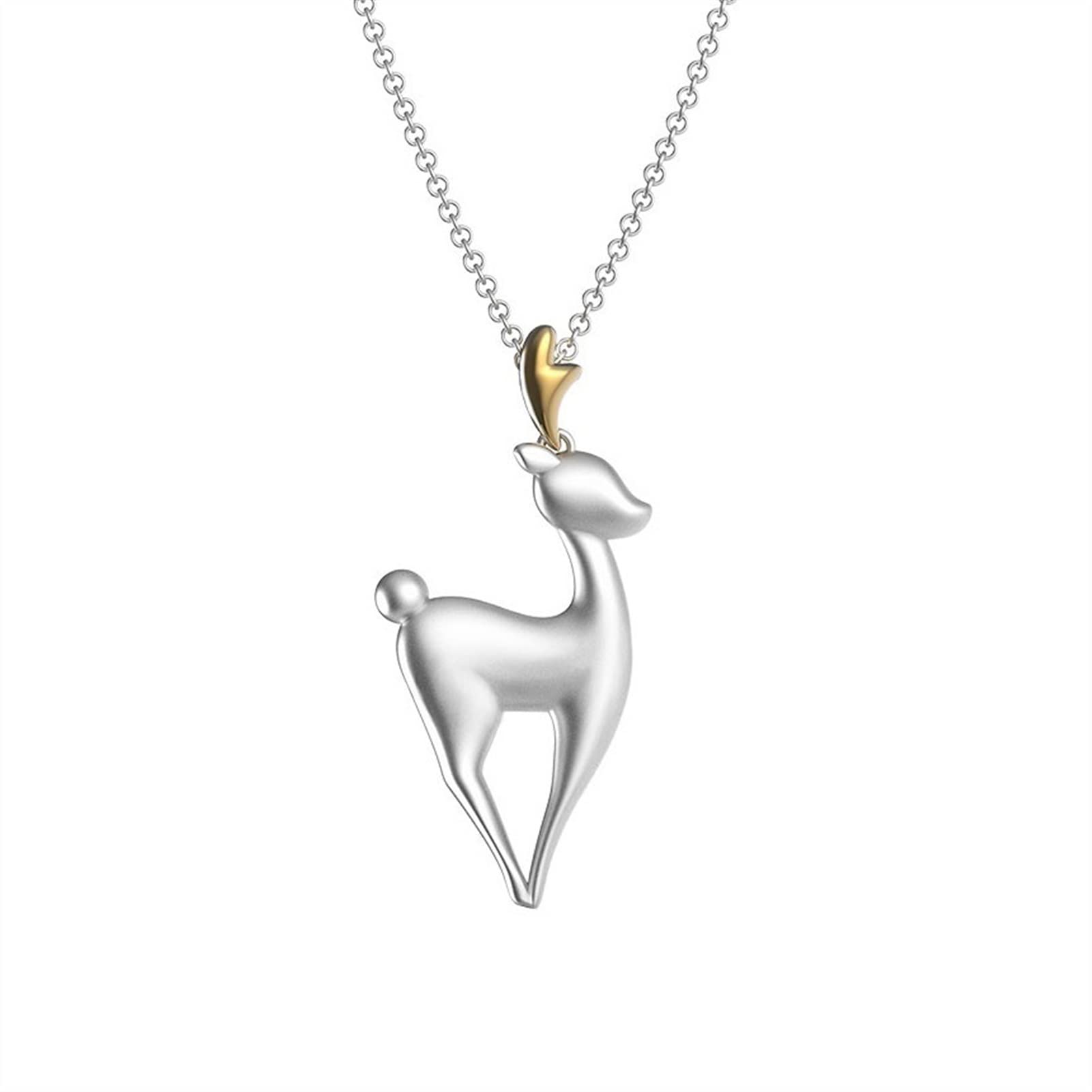 Collier pendentif argent sterling femme chaîne de pull faon