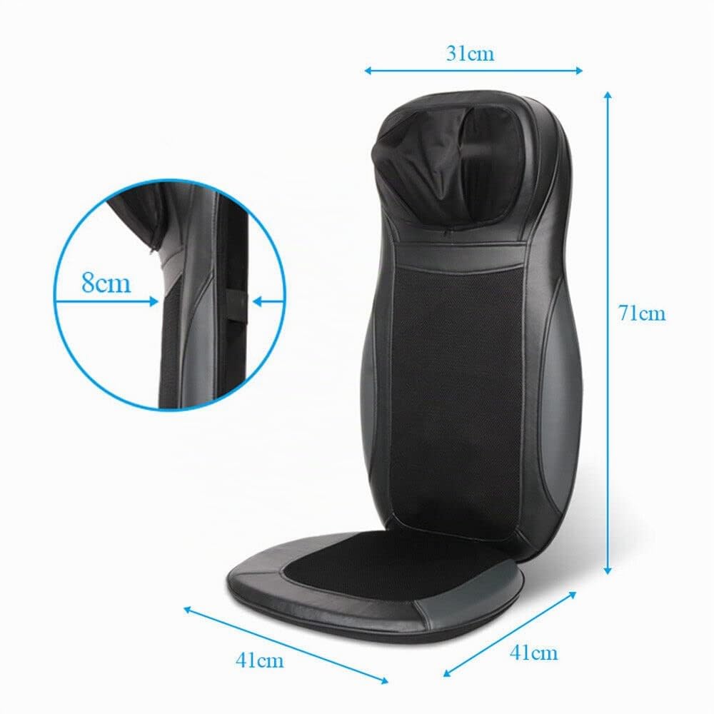Shiatsu Massagematte Massagesitzauflage mit Knet-, Rollen-, Vibrations- und Wärmefunktion, Massagesessel mit DREI Massagezonen, Schwarz Einstellbar Massageauflage, Geschenke für Männer/Frauen