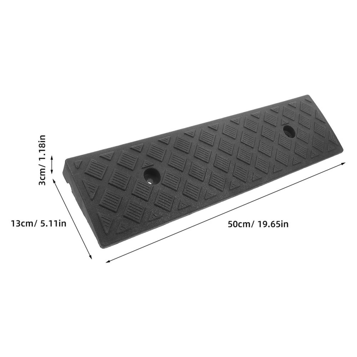 2 Pezzi Pedana per Auto in Plastica Nera 50x13x3 Cm, Rampe di Accesso Antiscivolo per Gradini Interni e Marciapiedi, Portatile e Resistente per Scooter, Bicicletta, Veicoli a Due