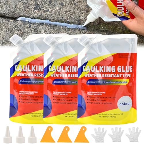 Generic Slab Concrete Crack Waterproof Repair Sealant, Concrete Crack Waterproof Repair Sealant, Caulking Glue Weather Resistant Type, Quick-Drying Sealing Adhesive (3pcs)