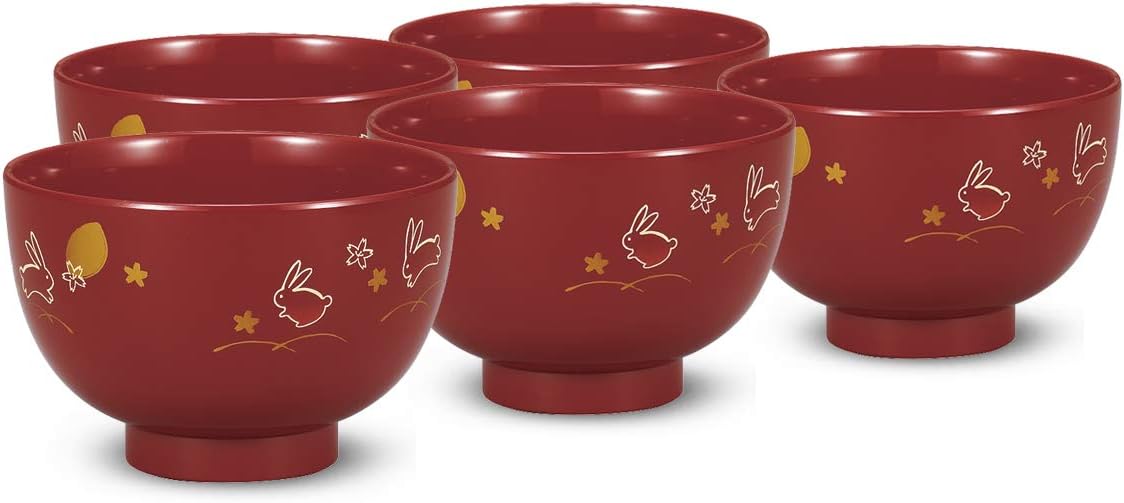 CTC-074321 Black, 4.3 x 2.8 inches (110 x 70 mm), Soup Bowl, Black, Dream Rabbit, Pack of 5