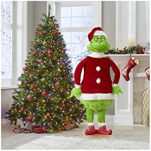 Christmas Decoration Plush Doll Toy Lifelike Realistic Cartoon Doll Green Monsters Plush Home Decorations Xmas Decor (A)