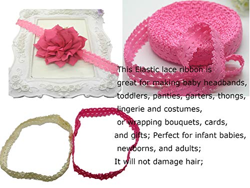 Jesepcolored Elastic Lace Trim Picot Elastic Stretch Ribbon Soft Frilly Elastic Trim For Baby And Girls Headbands, Sewing, Lingerie,Thongs And Diy Crafts And Sewing 80 Yards 3/4"(20Mm) Jsp07 #TOP4