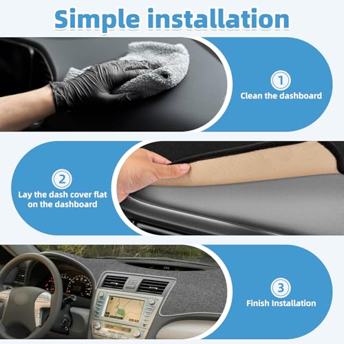 Image of Dash Cover Mat for Toyota Camry 2007 2008 2009 2010 2011 Non-Slip Dashboard Cover Mat Sunshade UV Rays Protector Interior Accessories(Grey)