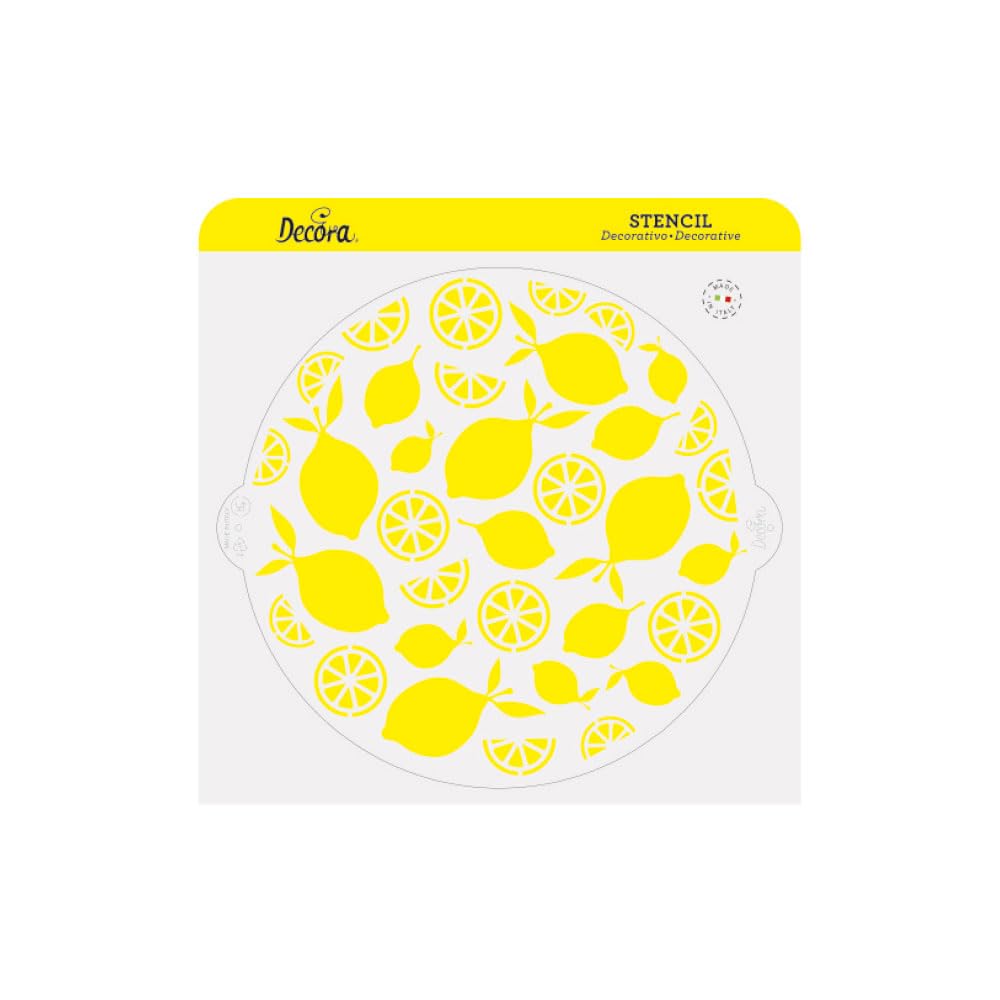 Decora 9270952 Decorative Stencil Lemons, Diameter 25 cm, Plastic for Food, for Making Drawings on Cakes, Treats and Cookies. Made in Italy