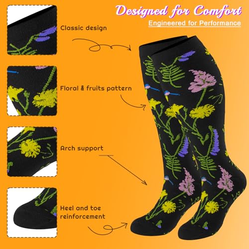Image of Plus Size Compression Socks for Women & Men 3 Pairs, Wide Calf Extra Large 20-30 mmHg Knee High Support Socks for Travel, Running, Nurse