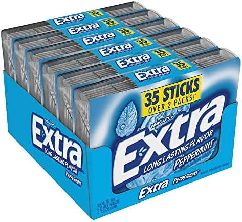 EXTRA Gum Peppermint Sugarfree Chewing Gum Mega Pack, 35 Sticks (Pack of 6)